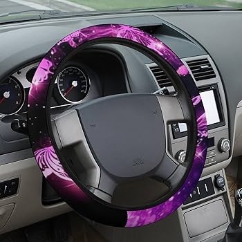 Amazon | ハンドルカバー 紫のきらびやかな蝶 車用 ステアリング